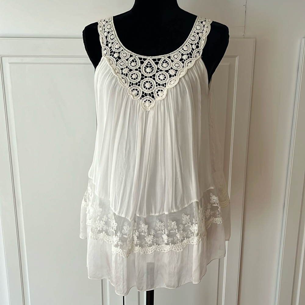 Italian Silk Peasant Blouse white